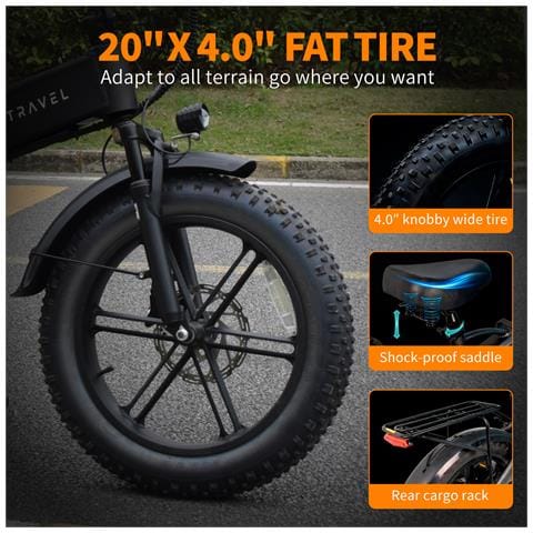 M6 E-bike Pieghevole - Ruota Larga 20''x4.0'' 48v 15ah Autonomia 45-55km Motore 250w Shimano 7v Freni Idraulici - Foto 2