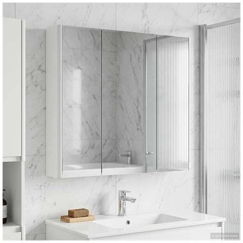 Mobiletto per specchio da bagno Bianco 73.5 x 15.5 x 70 cm - Foto 2