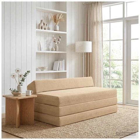 Divano Letto Pieghevole Verde Grigio 120 x 60 x 49 cm Tessuto - Foto 2