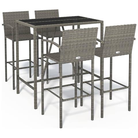 Set da Bar da Giardino 5 pz Grigio in Polyrattan - Foto 1