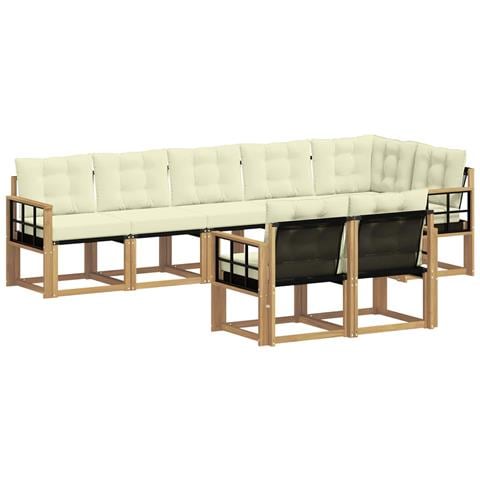 Set di divani da esterno con cuscino 8 pcs Bianco e Crema - Foto 1