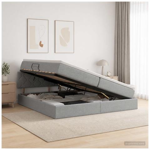 Letto con contenitore LED e materasso Grigio Chiaro - Foto 2