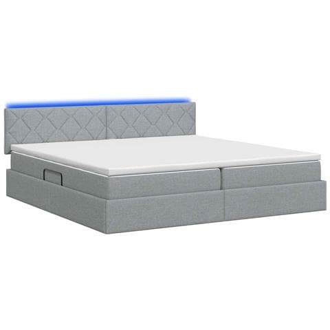 Letto con contenitore LED e materasso Grigio Chiaro - Foto 9
