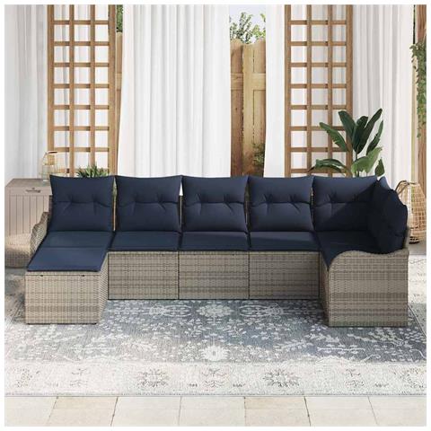 Set Divano da Giardino 7 pz Grigio polyrattan - Foto 2