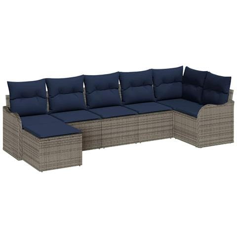 Set Divano da Giardino 7 pz Grigio polyrattan - Foto 1