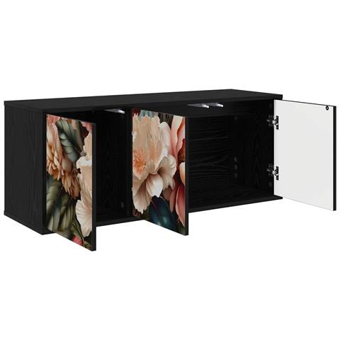 Mobile TV da Parete BORNE 102 x 33 x 40 cm Rovere Nero - Foto 2