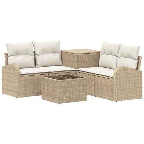 Set di divani 6 pz Beige e Bianco Crema - Foto 1