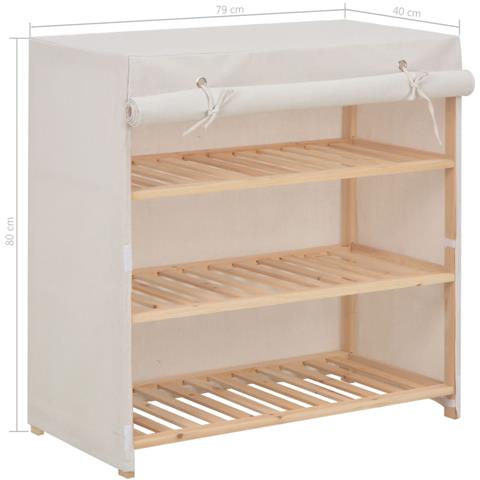 Scarpiera Con Rivestimento Bianca 79x40x80 Cm In Tessuto - Foto 6