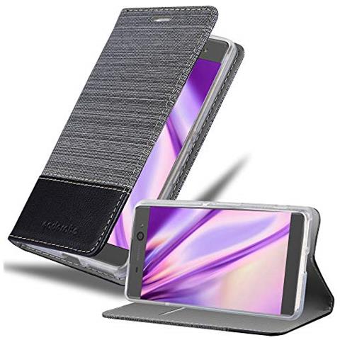 Custodia Compatibile Con Sony Xperia Xa In Grigio Nero - Coperchio Protettiva Con Chiusura Magnetica, Funzione Stand E Tasca Per Le Carte - Foto 1