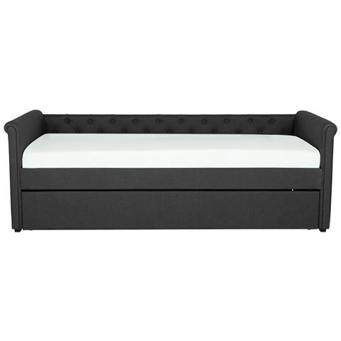 Letto Da Giorno In Tessuto Grigio Scuro 80x200cm Libourne - Foto 15