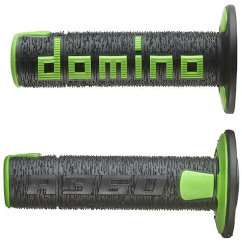Coppia Manopole In Gomma Scritta Grande Modello A360 In Gomma Bicolore Nero / Verde Per Moto Off Road Cross / Enduro Lunghezza: 120 Mm Codice Prodotto A36041c4044a7-0 - Foto 1
