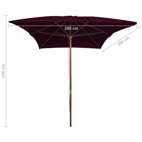 Ombrellone Da Esterni Con Palo In Legno 200x300 Cm Rosso Bord? - Foto 2