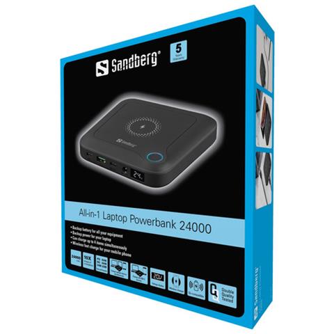 Laptop Powerbank 24000 88,8 Wh USB di tipo C Colore Nero - Foto 8