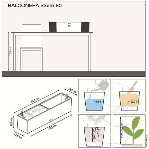 Fioriera BALCONERA Stone 80 ALL-IN-ONE Nera - Foto 2