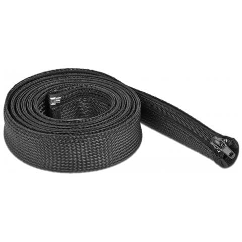 Manicotto intrecciato con cerniera lampo 2 m x 30 mm nero - Foto 1