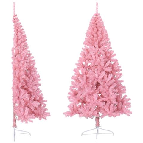 Albero di Natale Artificiale a Metà con Supporto Rosa 210cm PVC - Foto 1
