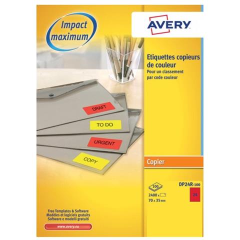 DP24R-100 etichetta per stampante Rosso Etichetta per stampante autoadesiva - Foto 1