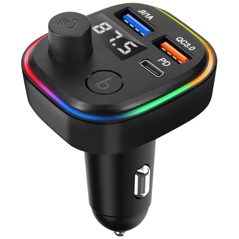 Trasmettitore Fm Bluetooth Con Caricatore Da Auto Usb Qc 3.0 E Usb-c 18w C2 - Foto 1