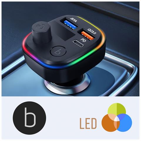 Trasmettitore Fm Bluetooth Con Caricatore Da Auto Usb Qc 3.0 E Usb-c 18w C2 - Foto 5