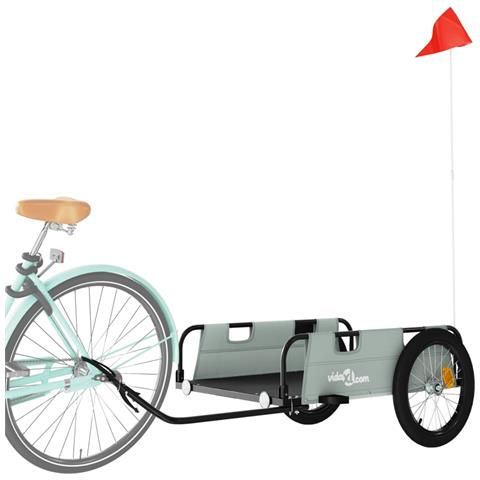 Rimorchio Per Bici Da Carico Grigio In Tessuto Oxford E Ferro - Foto 2