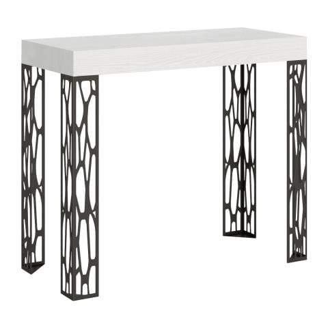 Consolle Allungabile 90x40/300 Cm Ghibli Telaio Antracite - Bianco Frassino - Foto 1