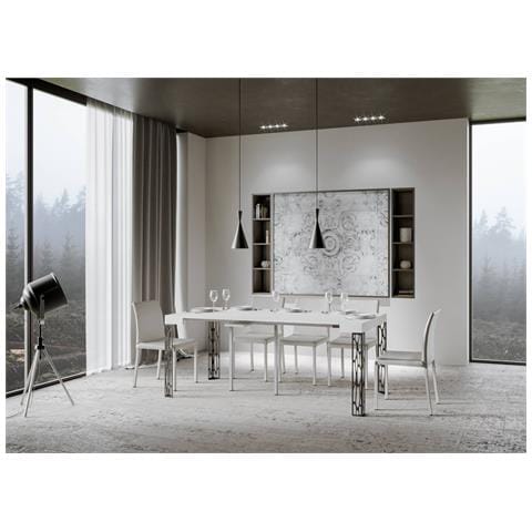 Consolle Allungabile 90x40/300 Cm Ghibli Telaio Antracite - Bianco Frassino - Foto 2