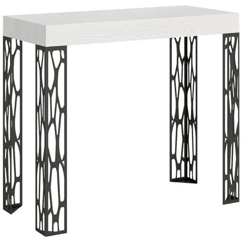 Consolle Allungabile 90x40/300 Cm Ghibli Telaio Antracite - Bianco Frassino - Foto 6