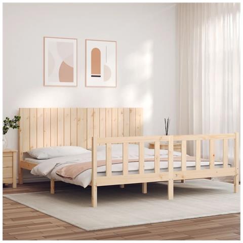 Giroletto con Testiera Super King Size in Legno Massello - Foto 1