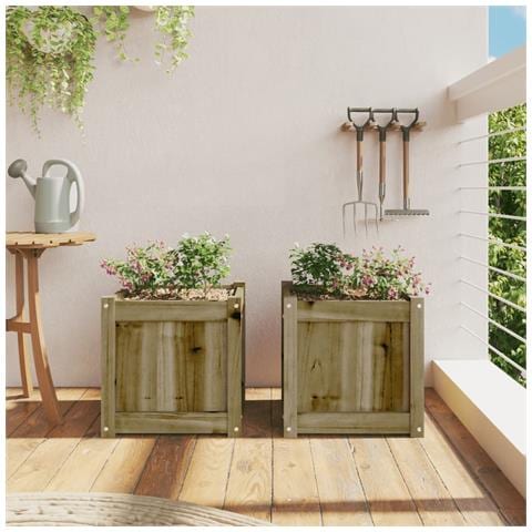 Fioriere Da Giardino 2 Pz In Legno Di Pino Impregnato - Foto 3