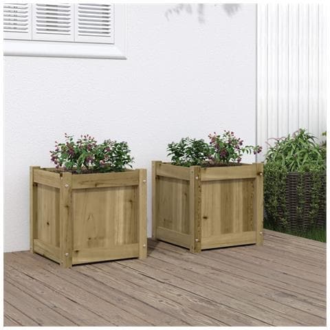 Fioriere Da Giardino 2 Pz In Legno Di Pino Impregnato - Foto 1