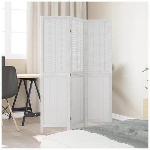 Divisorio Ambienti 3pannelli Bianco Legno Massello Di Paulownia - Foto 3