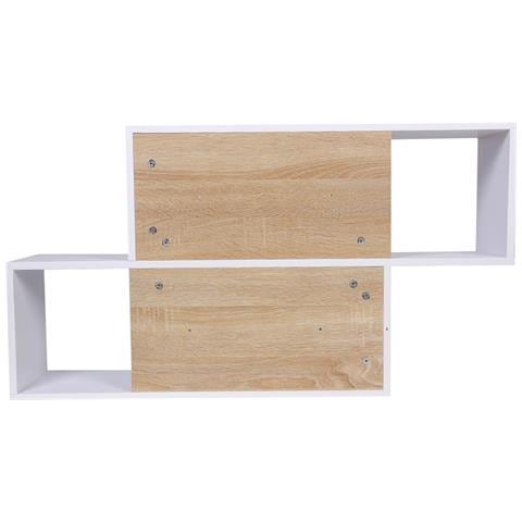 Libreria Scaffale Parete 4 Mensole Ripiani Design Moderno Legno Quercia Bianco - Foto 4