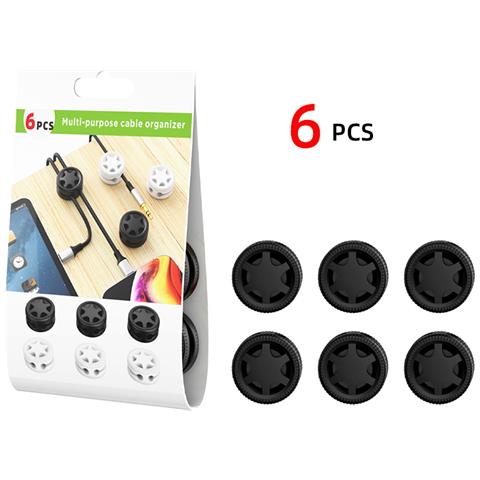 Organizzatore Per Cavi In Silicone Con Retro Adesivo (confezione Da 6) Black - Foto 2