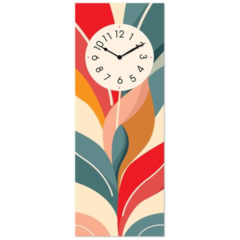 Orologio Da Parete In Legno Ecologico, Con Stampa Floral Colored, 30x80 Cm, Made In Italy, Movimento A Quarzo, Alimentato A Batteria Non Inclusa, Adatto A Tutti Gli Stili Di Casa - Foto 1
