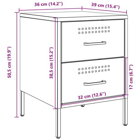 Comodini 2 Pz Antracite 36x39x50,5 Cm In Acciaio - Foto 2