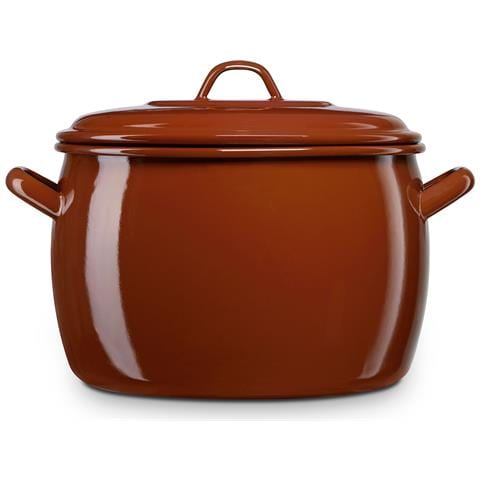 Terra Pentola Induzione 24 Cm, Casseruola 7,5l Con Coperchio Acciaio Smaltato Vintage Marrone - Foto 1