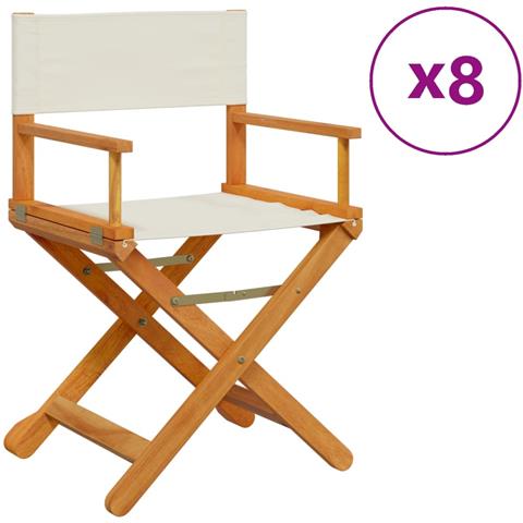 Sedie da Giardino Pieghevoli 8 pz Bianco Crema in Tessuto - Foto 1