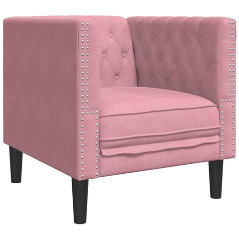 Poltrona Chesterfield Rosa In Velluto - Foto 2