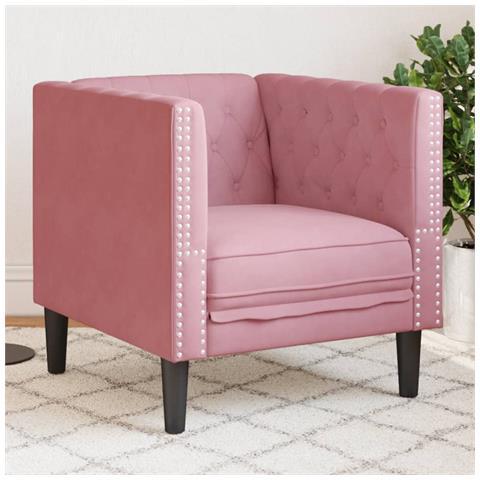 Poltrona Chesterfield Rosa In Velluto - Foto 1