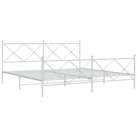 Giroletto Con Testiera E Pediera Metallo Bianco 200x200 Cm - Foto 3