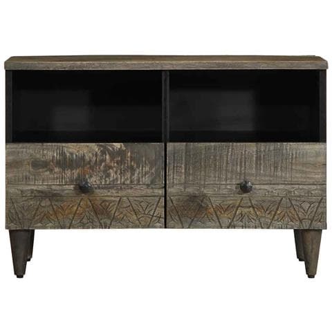 Mobile Porta Tv Grigio Chiaro 70x33,5x46 Cm In Legno Mango - Foto 2