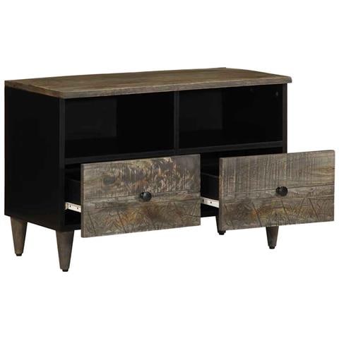Mobile Porta Tv Grigio Chiaro 70x33,5x46 Cm In Legno Mango - Foto 3