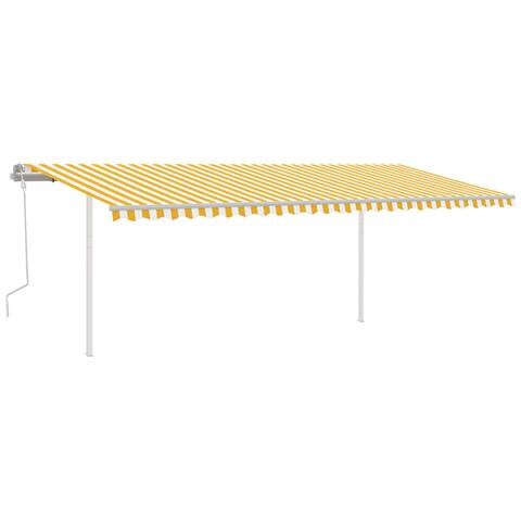 Tenda Da Sole Retrattile Manuale Con Pali 6x3m Gialla E Bianca - Foto 1