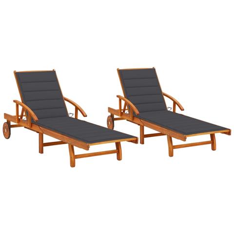 Lusso Casadino -  Sdraio 2 Pz Con Cuscini In Legno Massello Di Acacia - Foto 2