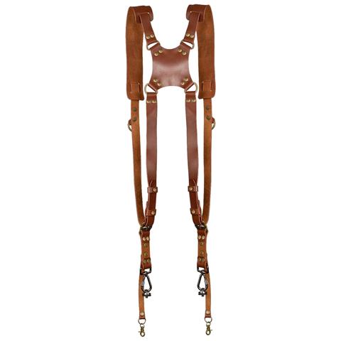 Tracolla Doppia Per Fotocamera In Vera Pelle Brown - Foto 1