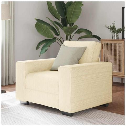 Divano Sedia Crema 60 cm Tessuto di Velluto a Coste - Foto 2