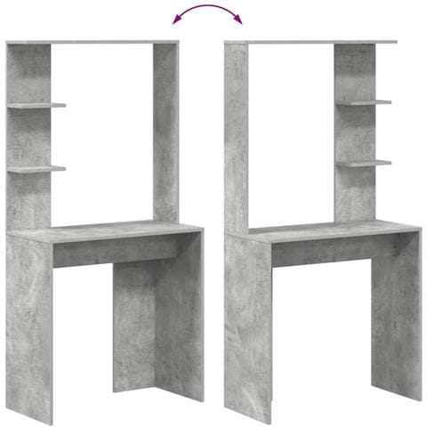 Scrivania Grigia Cemento Legno ingegnerizzato Media - Foto 9