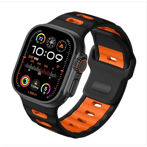 Elegante Cinturino In Silicone Per Apple Watch 42/44/45/46/49mm Black+orange - Foto 3