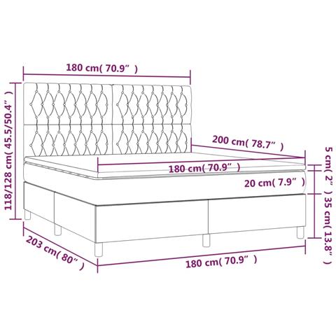 Letto a Molle con Materasso e LED Blu Scuro 180x200 cm - Foto 8