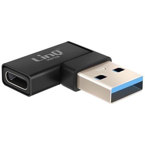 Adattatore Usb-c A Usb-a Maschio Piegato A Sinistra Carica E Trasferimento 10gbps, Nero - Foto 1